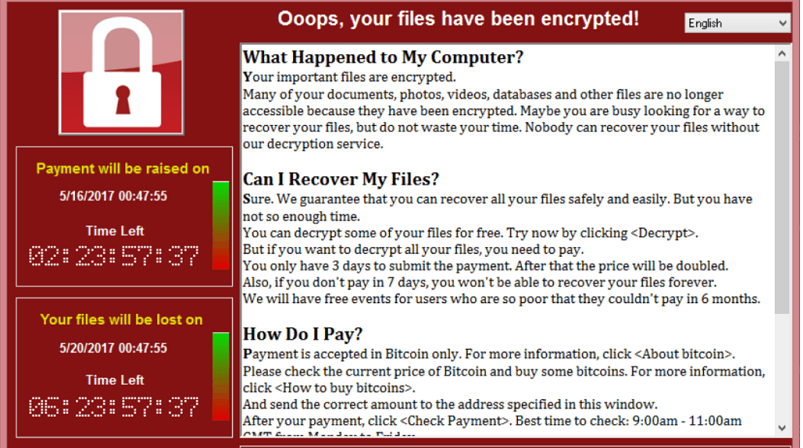 WannaCry ransomware attack